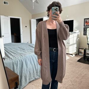 Anthropologie Flat White Cozy Open-Front Cardigan in Brown